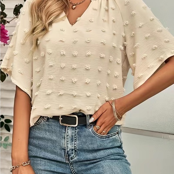 Boho V neck Swiss dot blouse - Picture 13 of 16